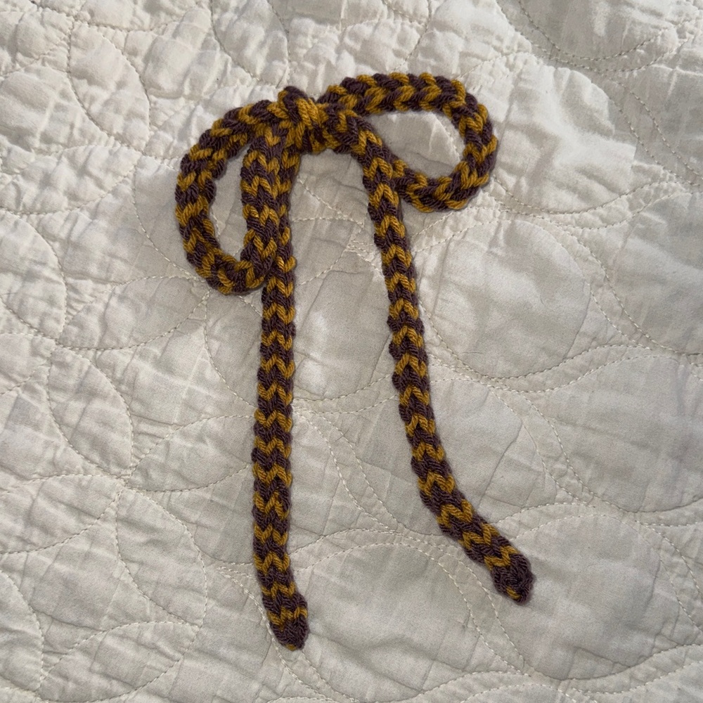 Handmade Crocheted Hair Bow/Purse Charm - Purple and Gold
